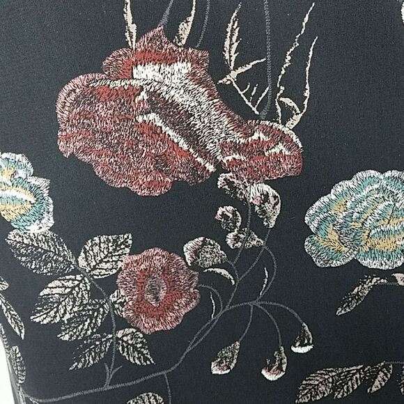 Gilli Choker Black Vintage Floral Cut Out Flare Sleeve Mini Dress Size Medium - Picture 5 of 6